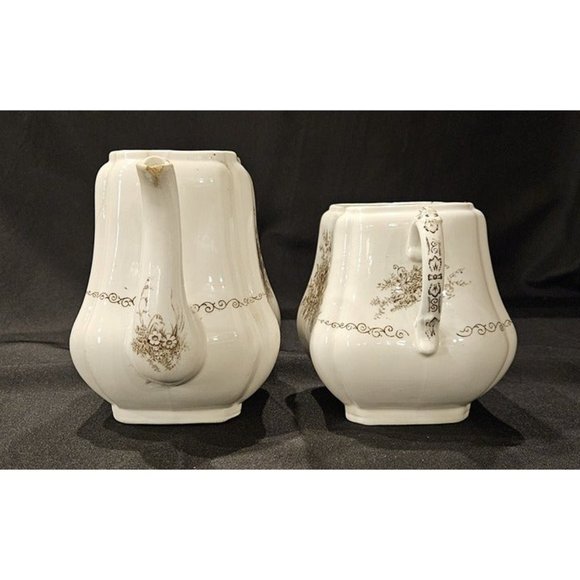 Semi-Porcelain Henry Alcock England Teapot Set -MAJOR REPAIRS BROKEN/CHIPS (9e3) - Picture 3 of 10